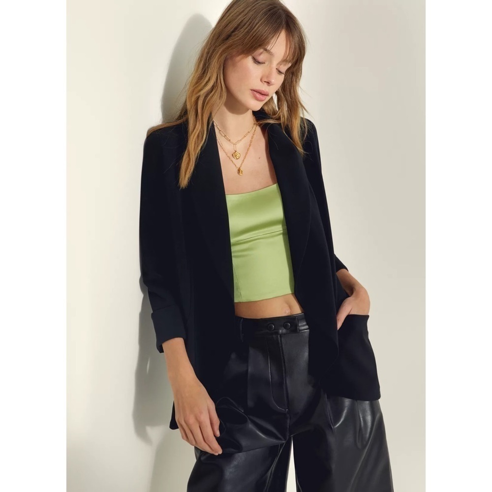 Aritzia Wilfred Black Chevalier Jacket Open Blazer 2